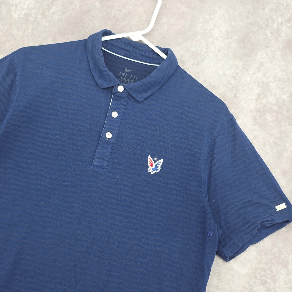 Nike Golf Polo Shirt Mens Small Dri-FIT Navy Blue Textured Eagle Performance
